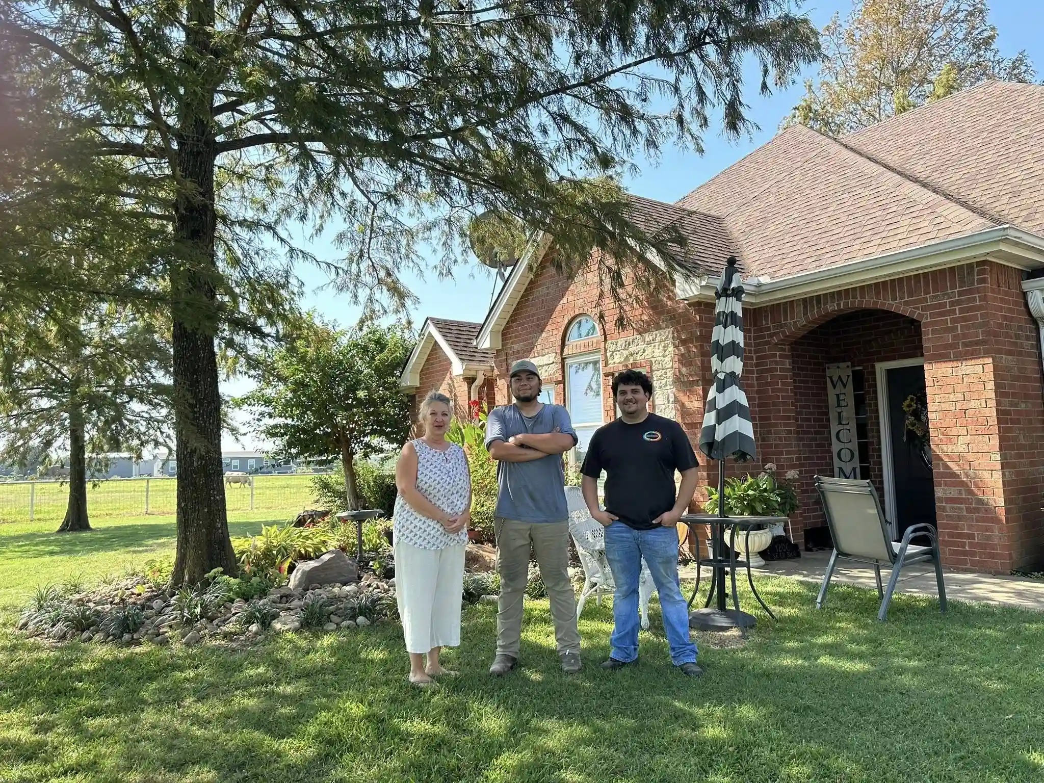 Area Wide Services crew installing a free outdoor unit for a disabled veteran in Corsicana, TX