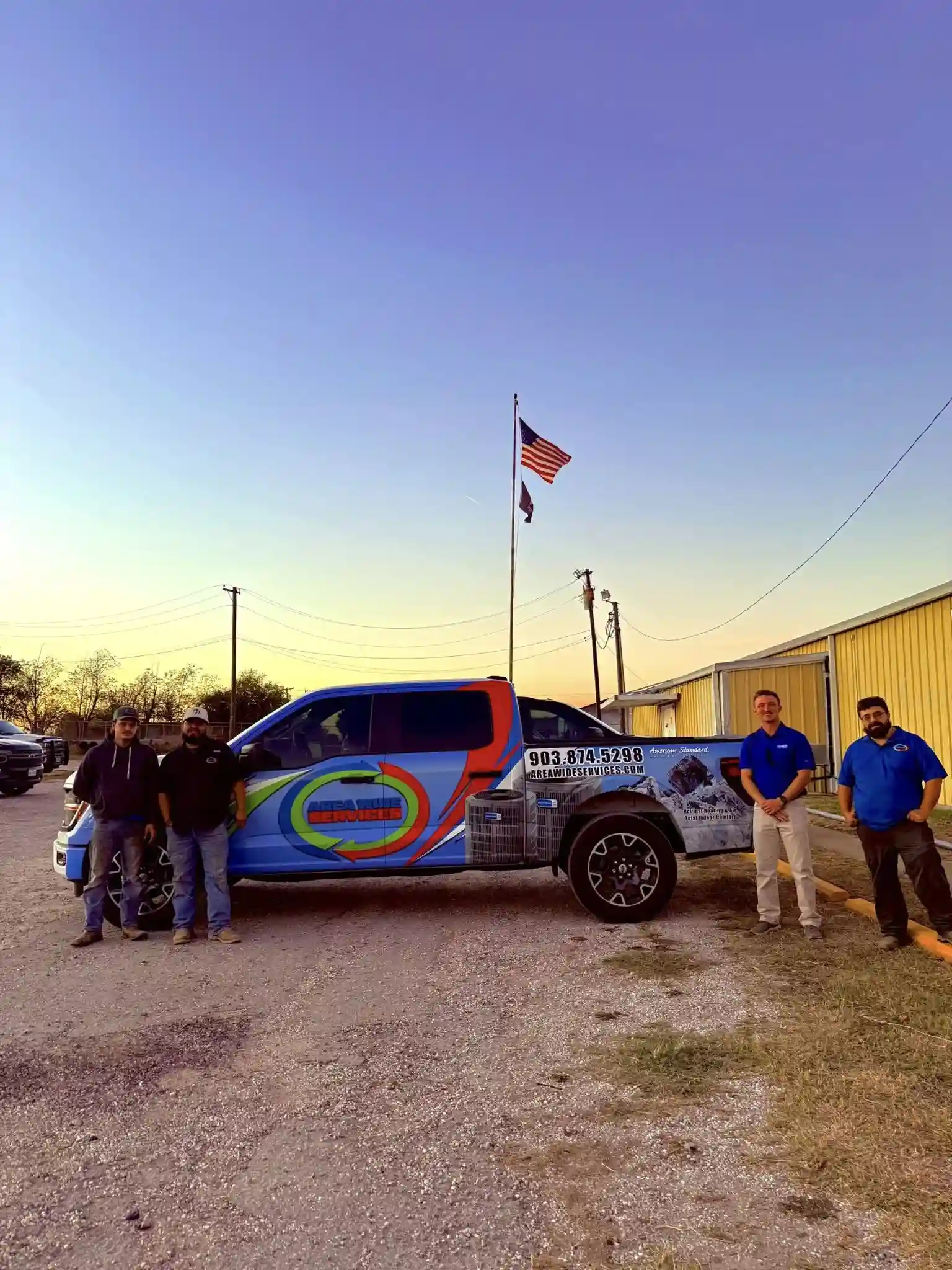 Area Wide Services team at VFW Post #3366 in Corsicana, TX for the Do What's Right HVAC giveaway